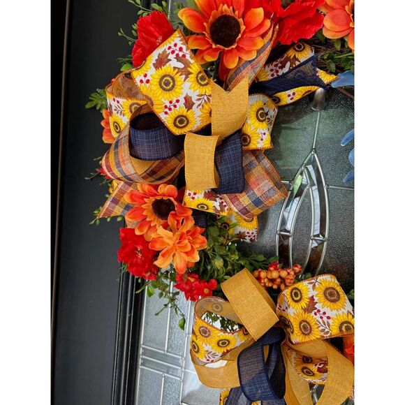 Fall Rooster Wreath, Autumn Wreath, Farmhouse Wreath - Picture 5 of 8